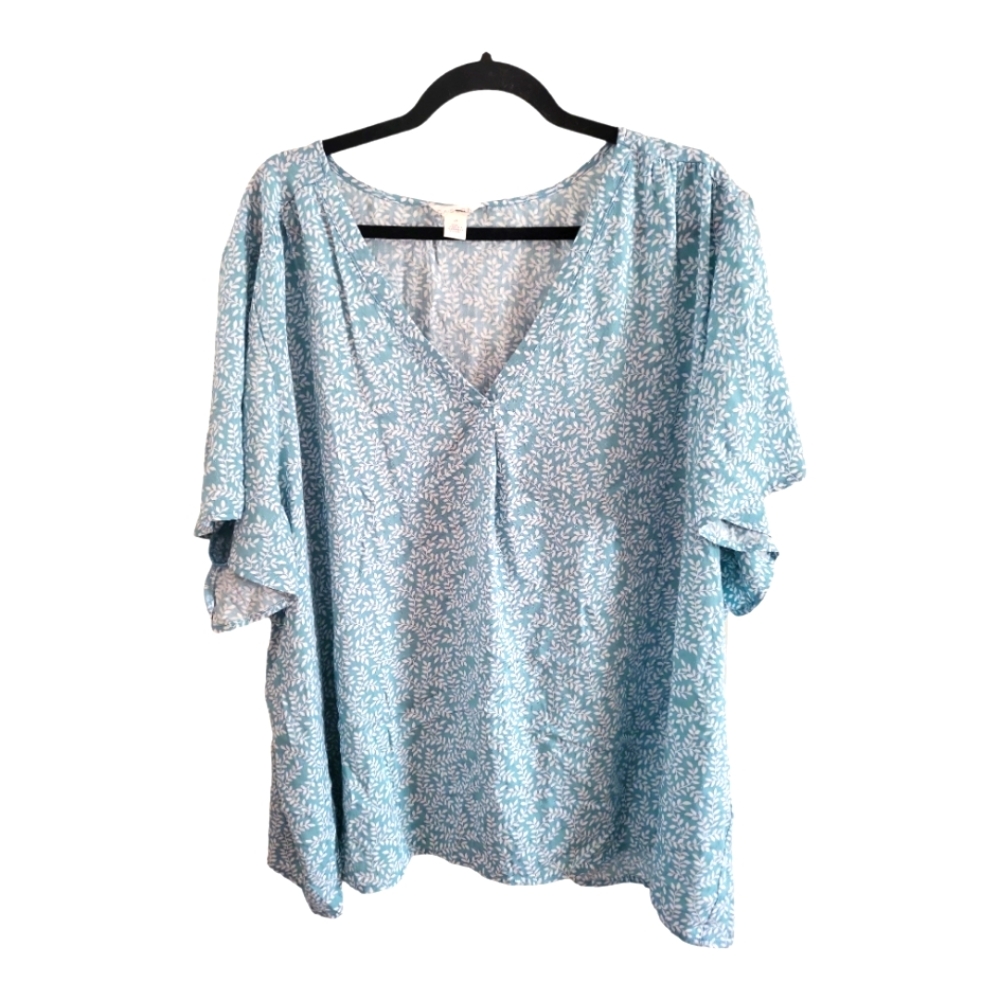 NWOT Caslon teal with white leaves top